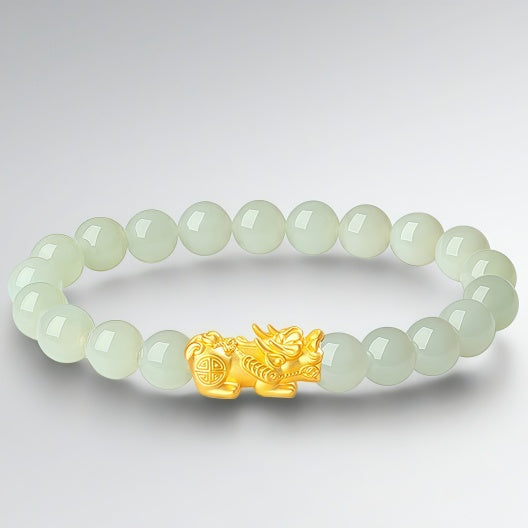 Women's gold Pixiu bracelet - Hetian jade bracelet