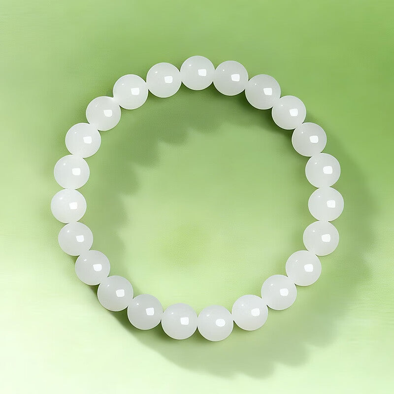 White Hetian Jade Beaded Bracelet – A String of Quality, A Circle of Grace