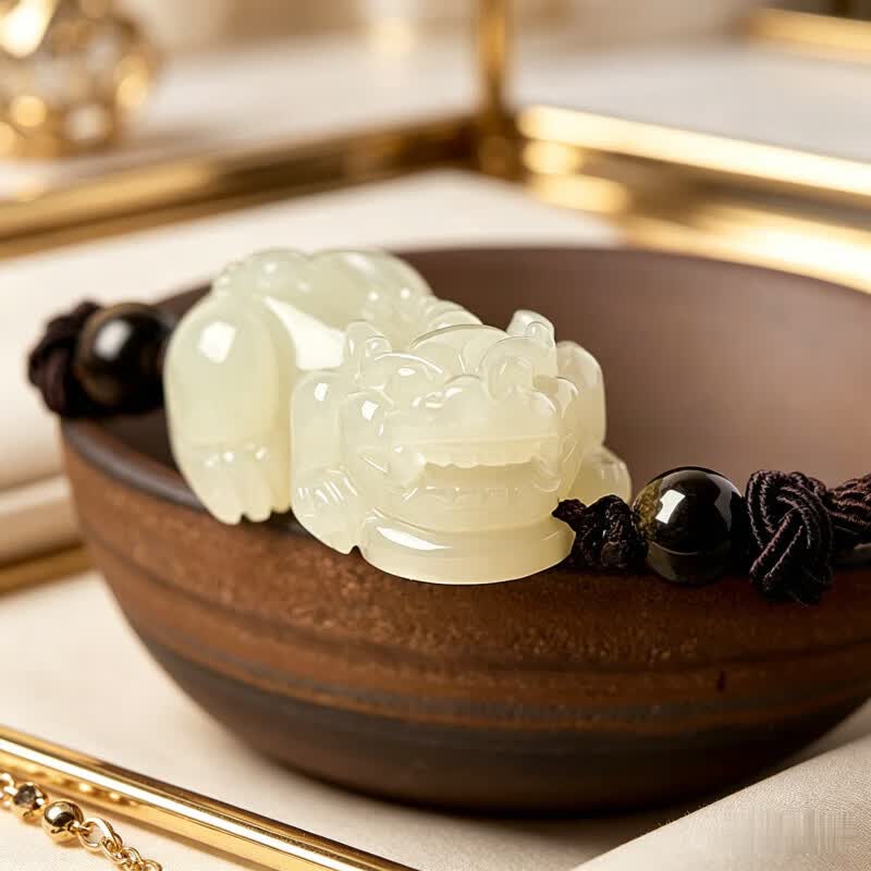 Hetian Jade Pixiu Couple‘s Bracelet – His & Hers, Woven with Intention