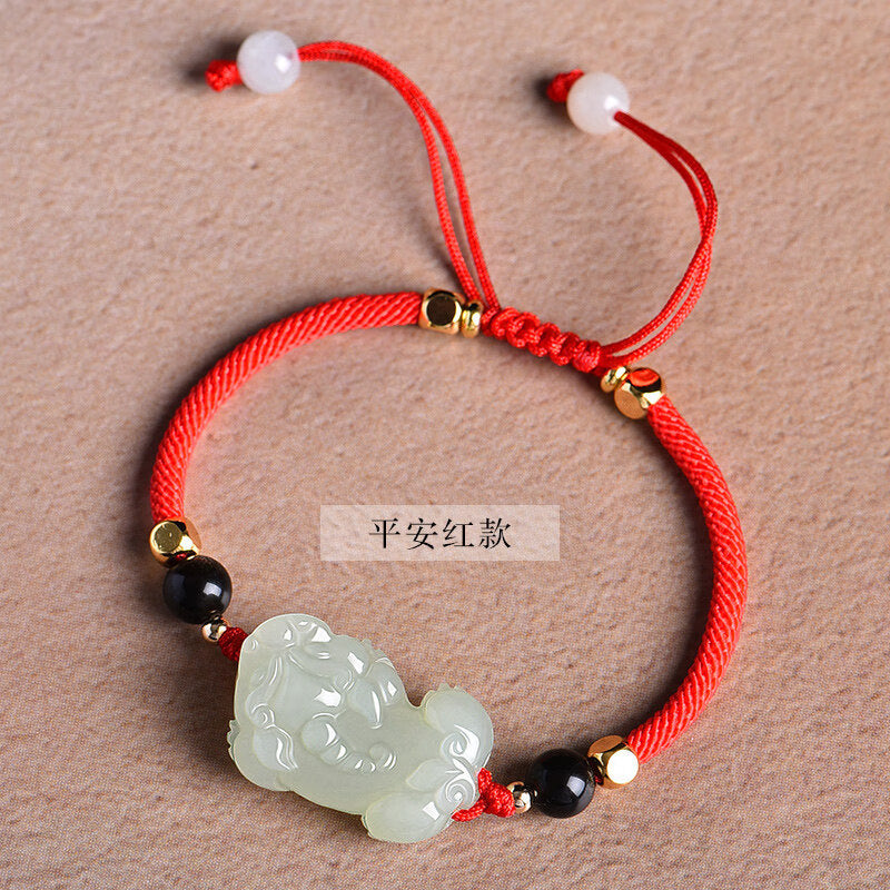 Hetian Jade Pixiu Bracelet – Hand-Braided for Two, Woven with Intention